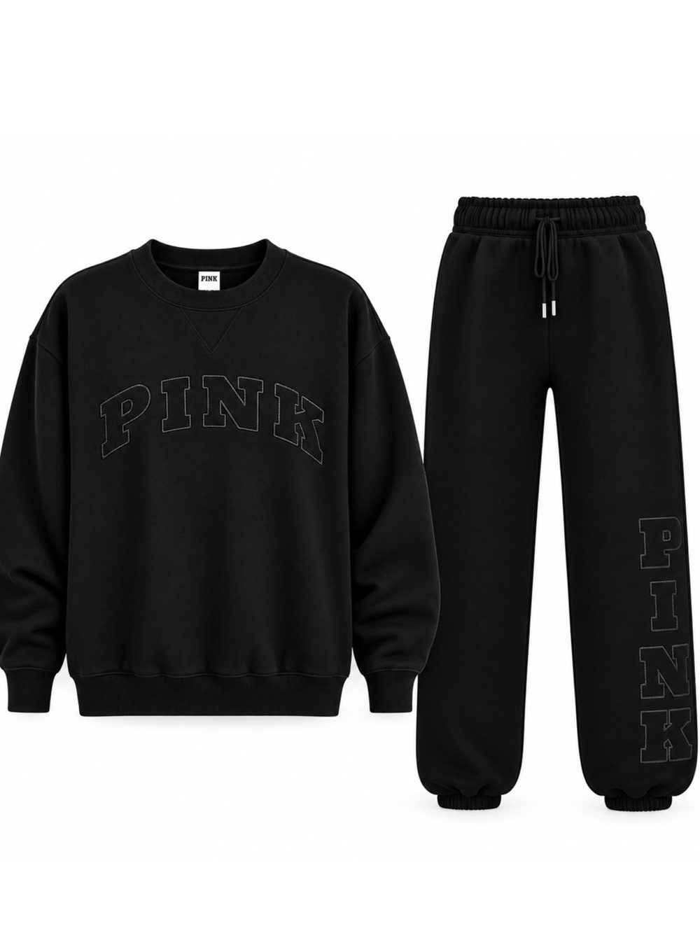 PINK Victoria's Secret Black Sweatshirt & Jogger Set